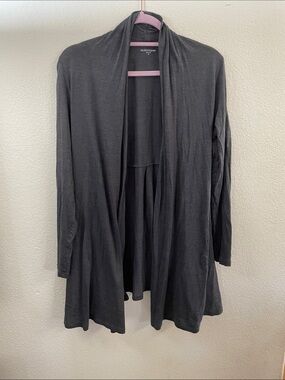 Eileen Fisher Open-Front Draped light Cardigan robe Gray silk cotton L